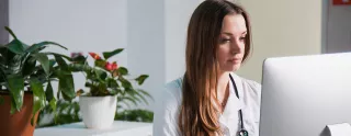 Nurse working at computer